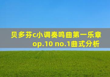 贝多芬c小调奏鸣曲第一乐章 op.10 no.1曲式分析